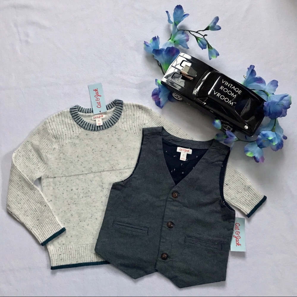 ❌SOLD❌ Cat & Jack NWT Sweater and Vest Bundle Boys 5T - Picture 1 of 11